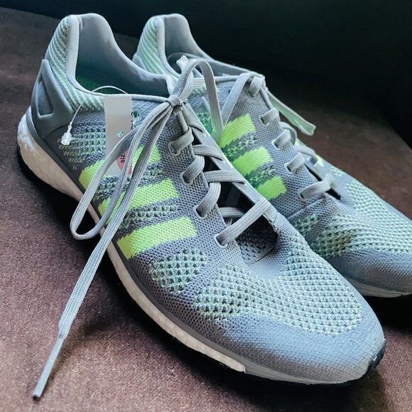Rare Adidas Adizero Prime primeknit Ltd 9 US mens 42 2/ EUR Grey Chartreuse Yell - Picture 1 of 11
